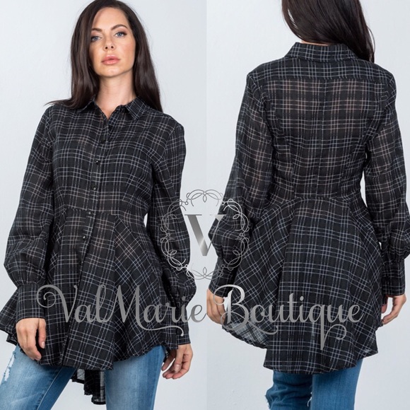 Plaid Boho Tunic Shirt - Picture 4 of 6